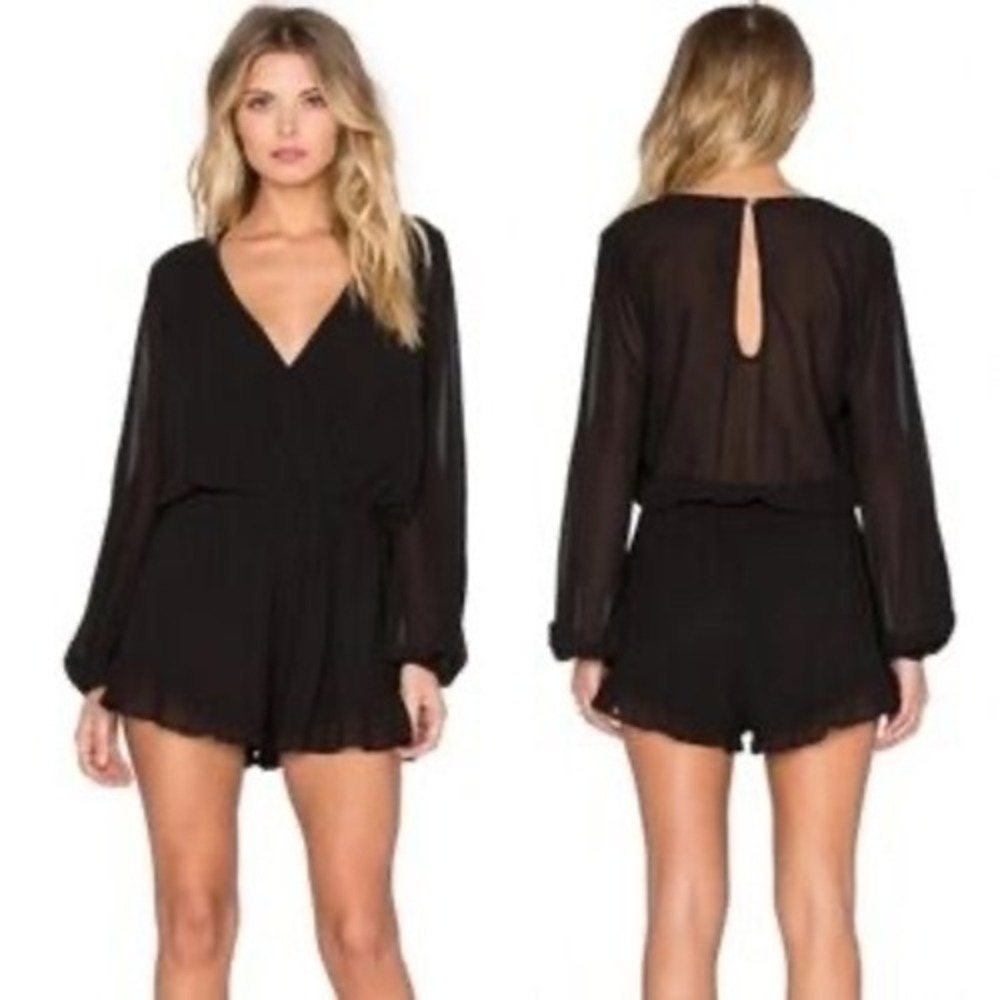 Show Me Your Mumu Rocky Romper in‎ Black Chiffon - Size Small
